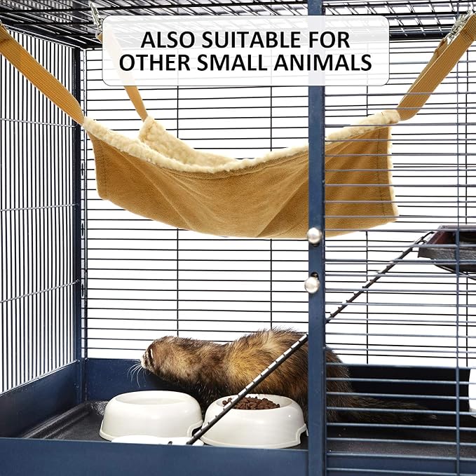 Boao 4 Pcs Guinea Pig Hammock Rat Hammock for Cage Small Animals - Chinchilla Parrot Sugar Glider Ferret (Leopard, Zebra, Black and White Dots, Camel)