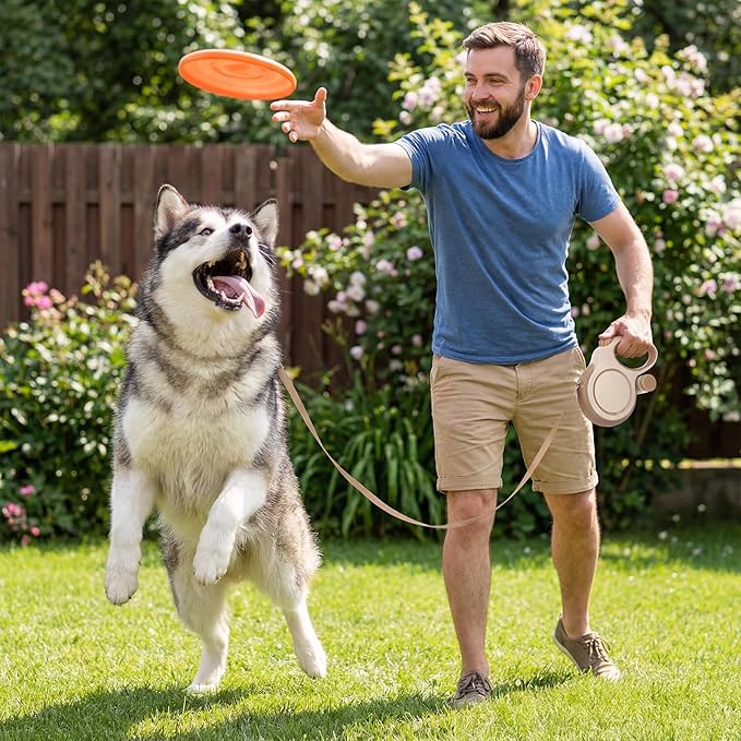 Segarty 26 Ft Walking Lead with Poop Bag Holder for Pet 66 lbs - 110 lbs, 360°Tangle-Free 8m Long Retractable Leash with Anti-Slip Handle One-Handed Brake Pause Lock, Heavy-Duty Leash for Dogs Outside