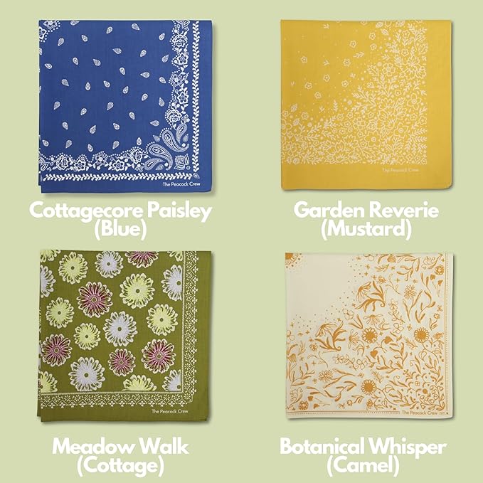 The Peacock Crew Premium Soft Cotton Bandanas Pack for Men and Women Paisley 22 x 22 inches