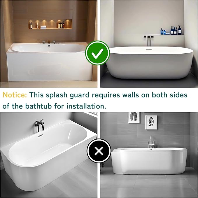 Bathtub Splash Guard for Kids & Pets | Splash-Proof & Adjustable Design | Easy Installation | Transparent Tub Splash Guard | Splash Guard for Bathtub | Bathtub Splash Guard for Tub Kids