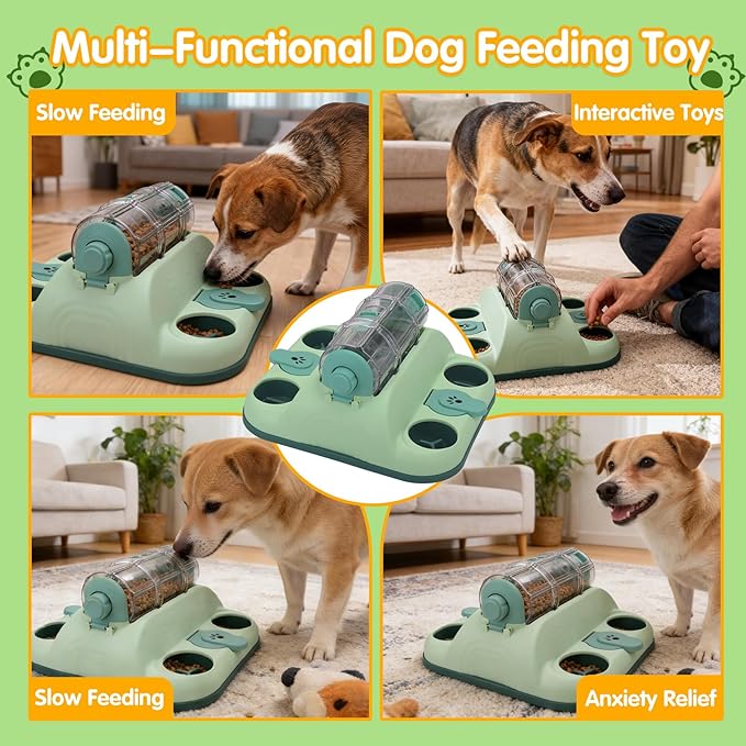 Paw-Activated Rolling Interactive Dog Treat Puzzle Toys for IQ Training & Mental Stimulating,Fun Slow Feeder,2 Levels of Challenge