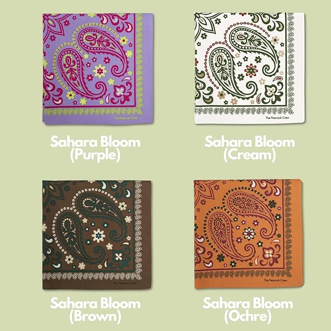 The Peacock Crew Premium Soft Cotton Bandanas Pack for Men and Women Paisley 22 x 22 inches
