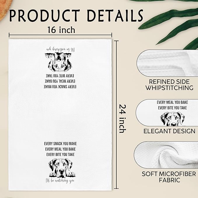 Funny Great Dane Dog Kitchen Towels, Great Dane Gifts Hand Towels, Funny Dogs I'll Be Watching You Hand Dish Tea Towel for Kitchen Bathroom Decor, Gifts for Dog Lovers Owners, 16x24 Inch