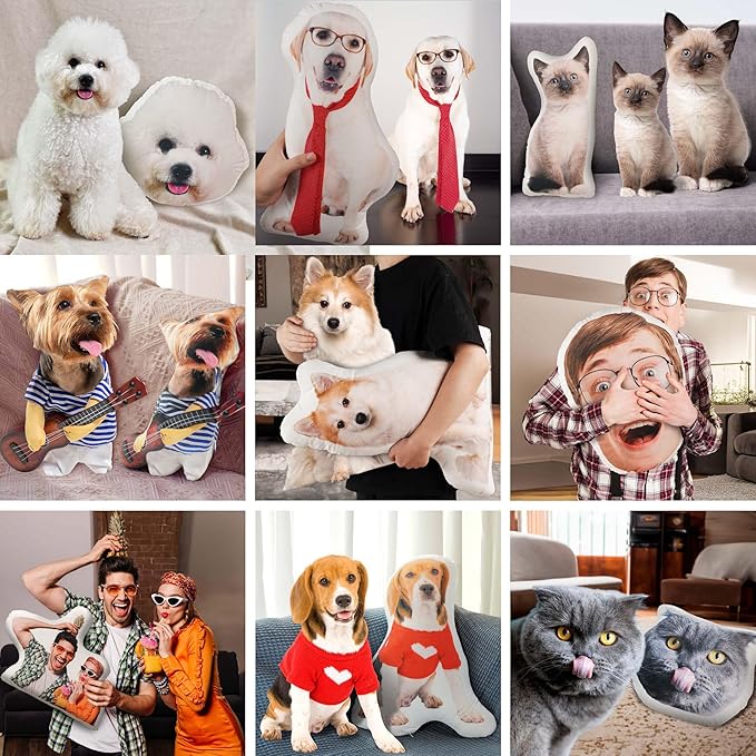 Easycosy Custom Pet Photo Pillow, Personalized Pillow Shaped Like Your Dog Cat Face, Customized Stuffed Animal Picture Pillows, Memorial Gifts for Pet Animal Lovers Her Him(32 Inch)