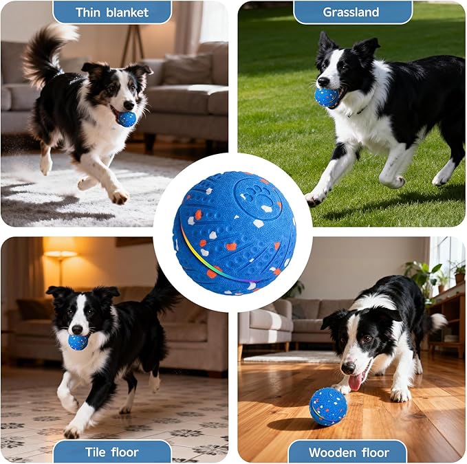 Interactive Dog Ball, Smart Moving Dog Toy with Colorful Lights, 3 Interactive Modes and TPU Material, Bouncing Ball for Dogs to Keep Them Entertained