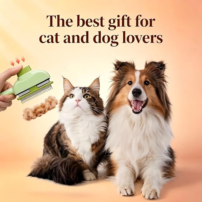 2 PCS Flea Comb for Cats Dogs Brush for Shedding Pet Hair Removal Comb with Long & Short Stainless Steel Teeth for Deshedding