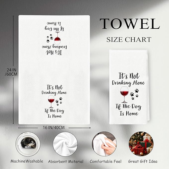 Funny Dog Kitchen Towels - Dog Lovers Gifts for Women, Bar & Dish Towels, Kitchen Decor, Wine Towels 16x24