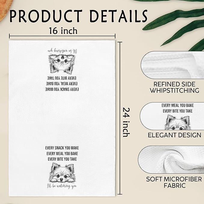 Pomeranian Dog Gifts Kitchen Towels, Pomeranian Dogs Gifts for Women Men, Funny Puppy Dog Lover Hand Dish Tea Towel for Kitchen Decor, Funny Every Snack You Make Hand Towels, 16x24 Inch
