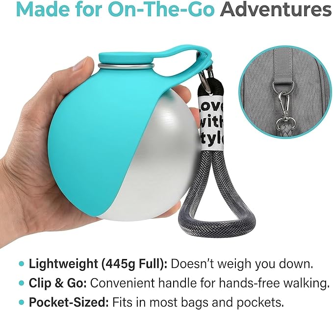 2 in 1 Portable Tumbler for Dogs, 2026 New Dog Water Bottle Portable with Foldable Bowl, 285ml Stainless Steel Pet Water Bottle, Ideal for Walking, Hiking & Travels (Blue)