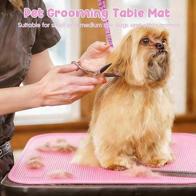 Dog Grooming Table Mat Pad Non Slip,Silicone Durable Premium Non-Slip Dog Bath Mat,Slip Mat - Bathing Mat for Pets,22.45inchX15.75inch (Pink)