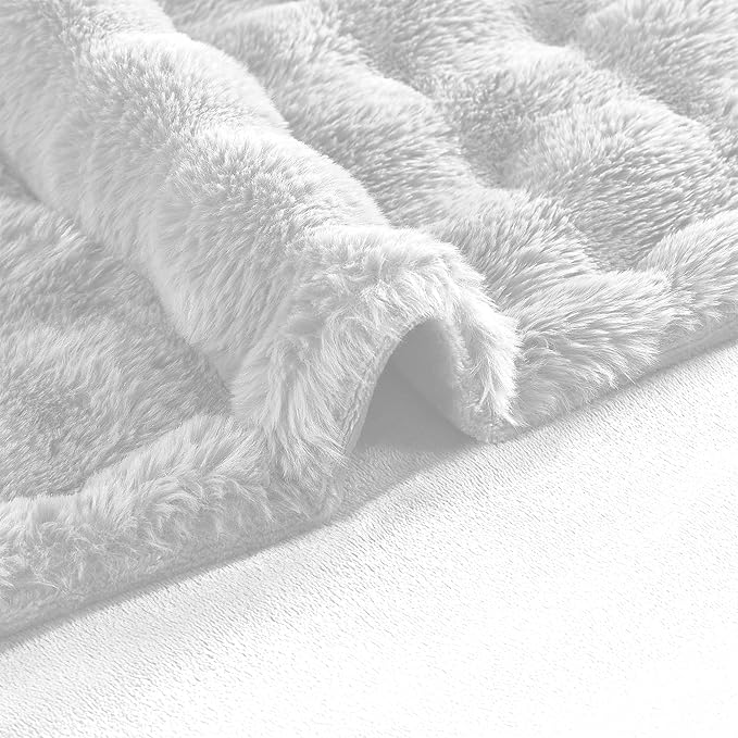 Modern Threads Water-Resistant Faux Rabbit Fur Pet Blanket for Dogs & Cats – Ultra-Soft Couch, Bed & Crate Protector, 30x40 White