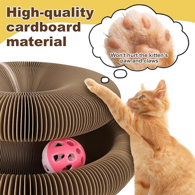 Cardboard Cat Toy, Flexible Magic Organ Cat Scratcher, Foldable & Reversible Cat Scratching Board Scratcher Pad, Interactive Cardboard Accordion Kitty Toy for Indoor Cats 2-Pack