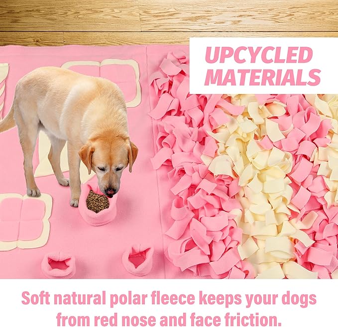 Snuffle Mat for Small Large Dogs (23.6" x 39.4") - Nosework Feeding, Easy to Fill, Machine Washable Training Mat, Pet Activity/Toy/Play, Great for Stress Release - M & Pink