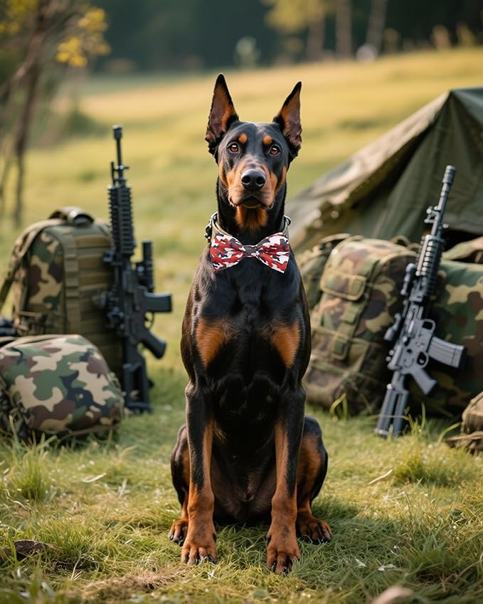 PET SHOW 10 Pack Camo Big Dog Bow Ties for Large Medium Dogs Sliding Collar Attachments Colorful Camouflage Bowties Classic Bowknots Party Holiday Pet Grooming Accessories(Large)