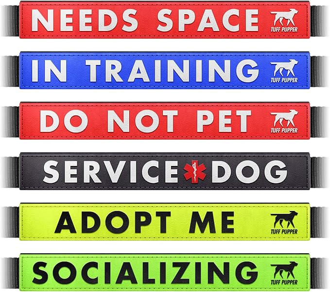 Tuff Pupper Waterproof Leash Sleeve | Fits Any Standard Size 1 Inch Wide Leash | Dual Sided Message | Durable Neoprene & Silicone | Odor & Stink Proof | Easy Secure On & Off (2 Pack, Socializing)