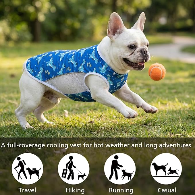UPF 50+ Sun Protection Dog T-Shirt, 2 Pack Lightweight Sleeveless Dog Vest for Small Medium Dogs Boy – Reflective Strips, Quick-Dry Pet Apparel, Sports Fan Shirt P23ST00507L