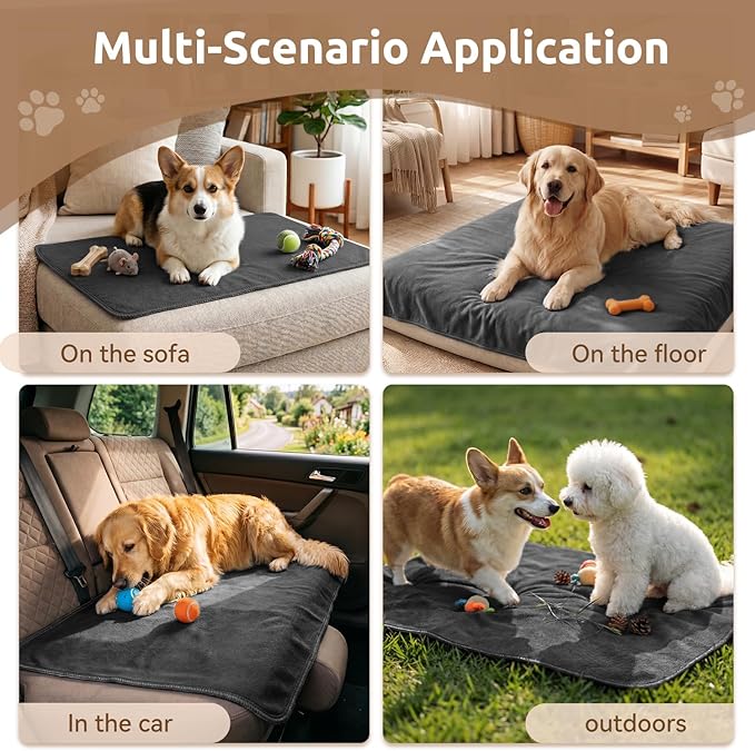 MontVoo Washable Dog Bed Cover, Absorbent Quick Dry Pet Bed Sheet, Easy Hair Removal Couch Covers for Dog/Cat, 24x35 Inches, Waterproof PU Backing Dog Bed Mat for Car Seat/Crate, Cover Only, Darkgrey