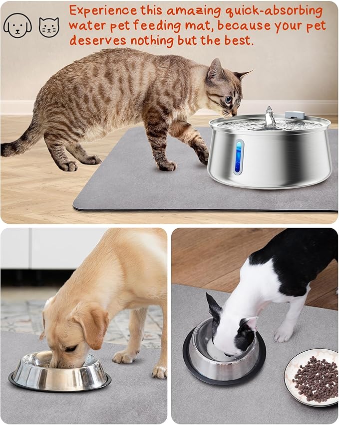 PEISAINOX Cat Dog Food Mat, Rapid Water Absorption Dog Mat for Food and Water,100% Waterproof Cat Dog Bowl Mat, Pet Food Mat for Messy Drinkers to Protect Floors, Pet Accessories Supplies
