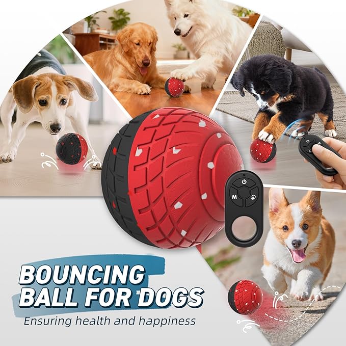 HETOO Interactive Dog Ball, Remote Control Dog Toy, Moving Dog Toy, Smart Bouncing Vibrating Dog Toys for Small Medium Large Dogs, Dog Interactive Toys for Boredom, to Keep Them Busy