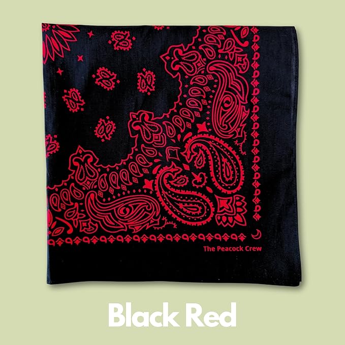 The Peacock Crew Premium Soft Cotton Bandanas Pack for Men and Women Paisley 22 x 22 inches