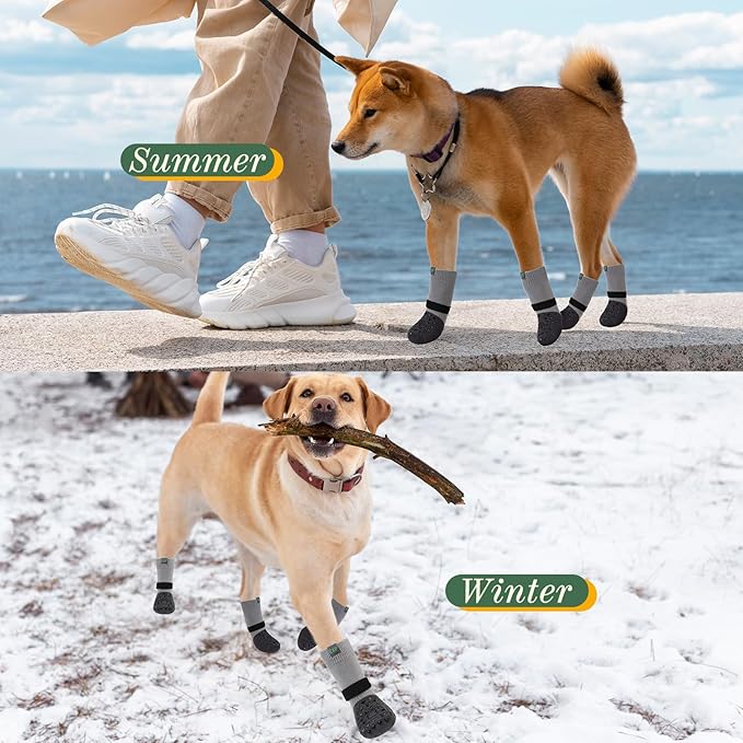 EXPAWLORER Anti Slip Dog Socks to Prevent Licking Paws - Dog Shoes for Hot Pavement, Pet Boots & Paw Protectors, Booties for Hardwood Floors, Small Medium Large Senior Dogs