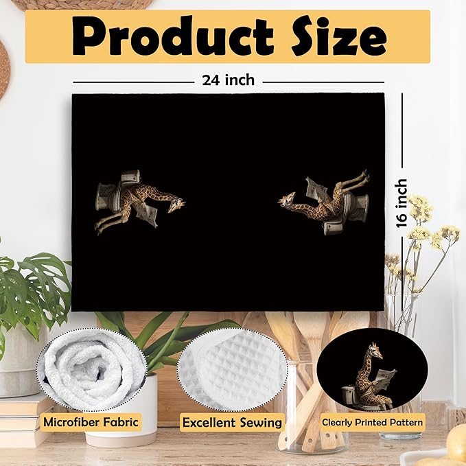 Funny Giraffe Hand Towels, Giraffe Gifts for Women Kids Hand Towel for Bathroom Decor, Dark Wild Animal Decorative Towels for Bathroom Washroom Restroom 16x24 Inch