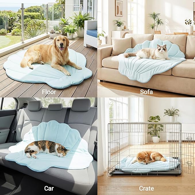 Dog Cooling Mat, 40'' × 40'' Large, Q-Max>0.4 Self-Cooling Mat for Dog, (Cool & Warm) Double-Sided Pet Cool Pads for Summer, Crate, Kennel, Machine Washable,Cat Cool Bed,Non-Gel, Sky Blue