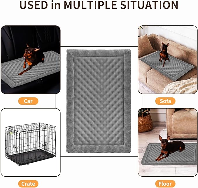 MINIDEAR Dog Crate Pad, Crate Bed Non-Skid Kennel Pad, Rubber Backing Memory Foam for Dog Bed Mat, Machine Washable Dog Bed for Crate, 19"x30"