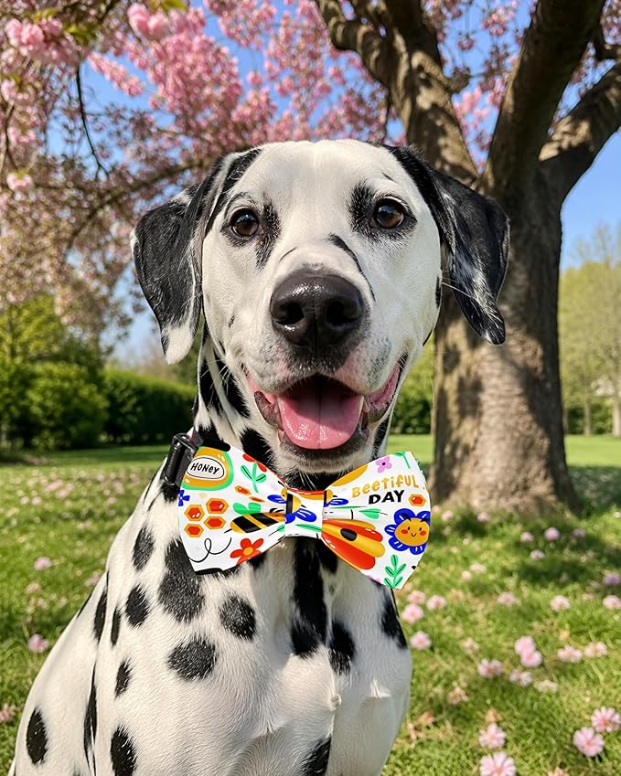 PET SHOW 10 Pack Holiday Big Dog Bow Ties for Large Medium Dogs Alpaca Sliding Collar Attachments Festival Bowties Spring Summer Bowknots Birthday Party Pet Grooming Accessories(Large)