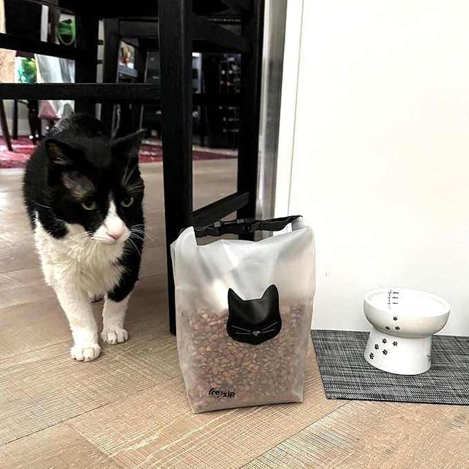 (re)zip Reusable Cat Pet Food Storage Bag | 14-Cup Capacity | Airtight Roll-Top Closure | Durable, BPA-Free PEVA | Translucent & Travel-Friendly | Keeps Kibble Fresh & Organized | Machine Washable