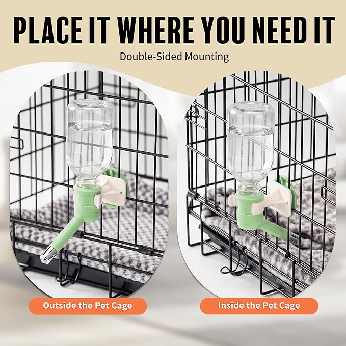 Choco Nose No-Drip Water Bottle for Small Dogs & Cats (10β25 lb) - Leak-Proof Patented 16mm Nozzle Helps Prevent Mess & Spills, BPA Free, Easy to Install Cage & Crate Mount Feeder, 10.2 fl oz (C590)