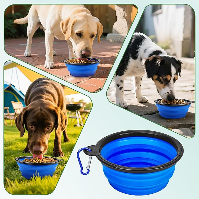 1 pcs Foldable Dog Travel Bowl with Clasp for Traveling Hiking Walking Collapsible Dog Bowl Expandable Silicone Food Water Travel Bowl for Small Medium Dog Cat