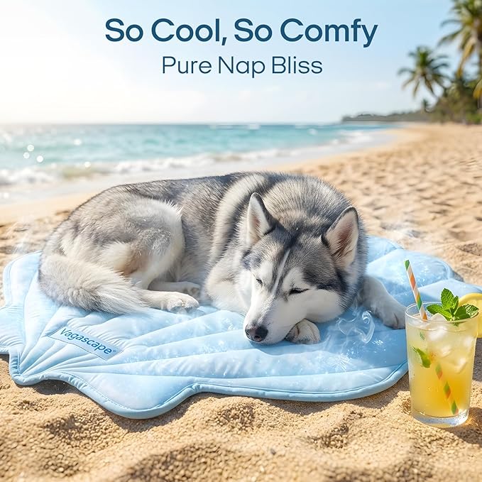 Vagascape Dog Cooling Mat, Washable Pet Cooling Mat, 55" x 45" Thick & Durable Large Cooling Mat for Dogs, Portable Foldable Premium Cooling Pad for Indoor, Outdoor, Travel, Camping, Patio and Beach