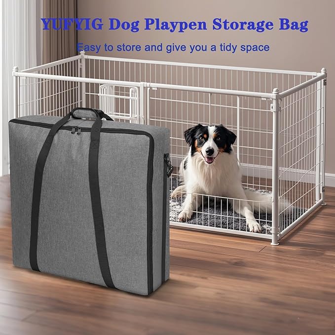 24" Dog Playpen Storage Bag, Suitable for Foldable Exercise Pet Playpens, Dog Fence Travel Bag with Handles for Camping and RV Trip, Waterproof Oxford Fabric Grey