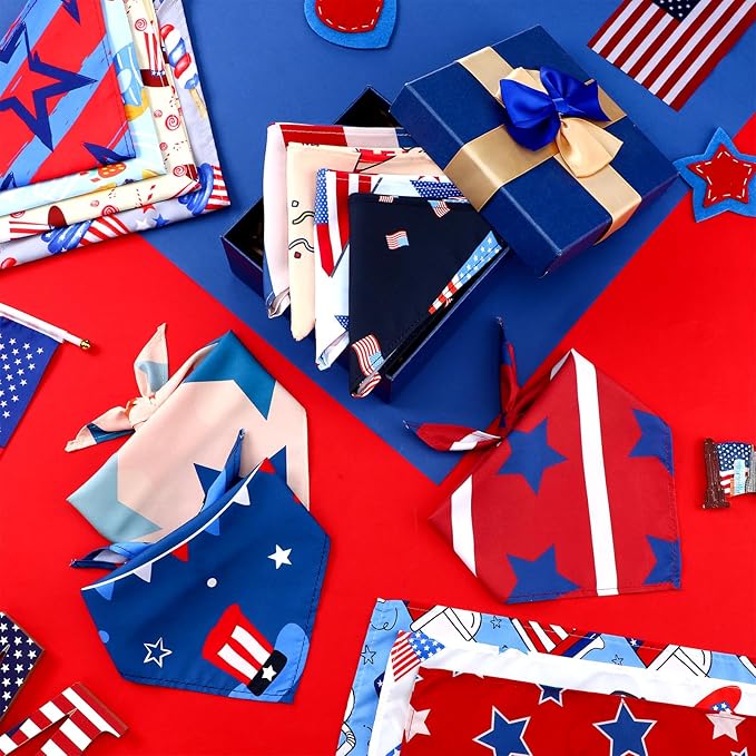 Huhumy 100 Pcs 4th of July Dog Bandanas 250th Anniversary Pet Bandanas Bulk Patriotic Independence Day Triangle Pet Bibs Scarf for Medium Large Dogs 250th Anniversary 4th of July Festival Decor