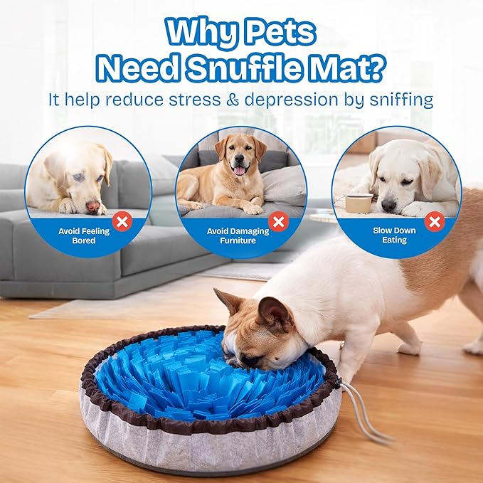 Snuffle Mat for Dogs | Travel-Friendly Snuffle mat Encouraging Foraging | Dog Snuffle mat Crafted for Daily Enrichment | Dog sniff mat Feature for Slow Eating Habits (Blue)