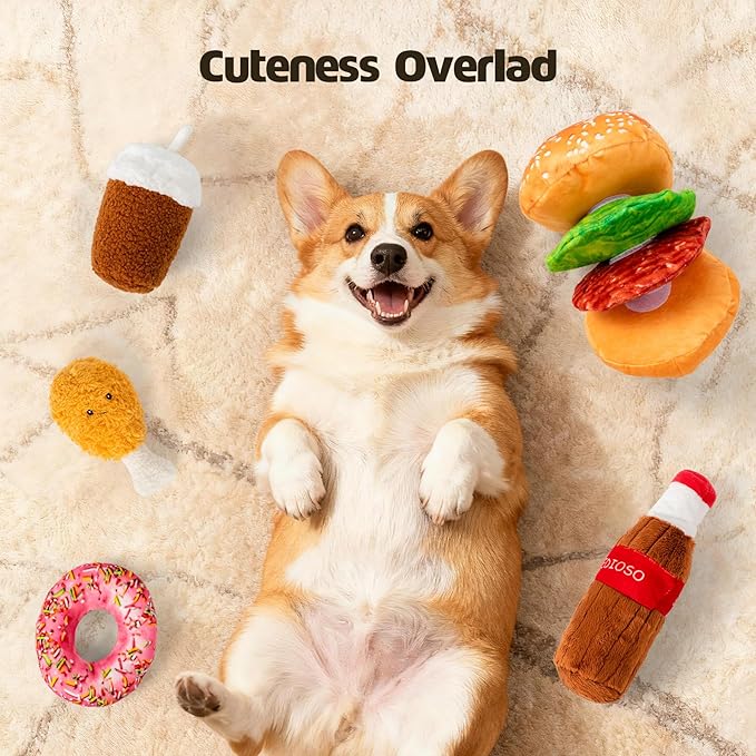 Sedioso Large Dog Toy Set, 5-Pack Stuffed Dogs Chew Toys, Durable Plush Dog Toy, Dogs Squeaky Toys for All Breed