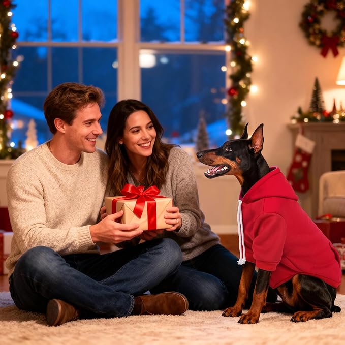 Dog Basic Hoodie Soft Dog Clothes Cold Weather Sweaters for Medium Large Dogs Cozy Fabric Warm Sweatshirt with Leash Hole for Boys (Red, X-Small (2-5 lbs))