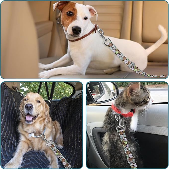 Adjustable pet cat and Dog car seat Belt,The Lanyard is Flexible and Adjustable from 20 to 33 inches (Succulent Plant)