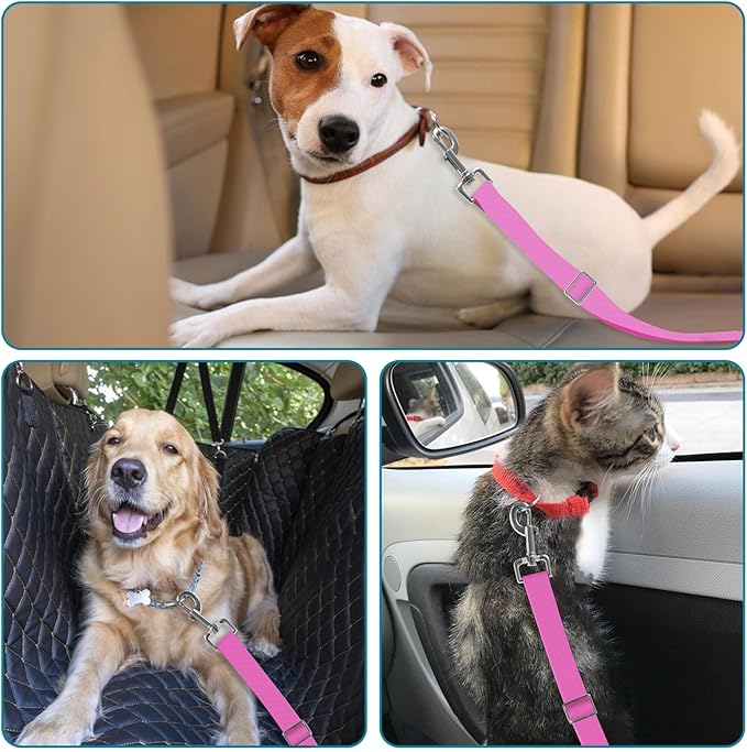 Adjustable pet cat and Dog car seat Belt,SUV, and The Lanyard is Flexible and Adjustable from 20 to 33 inches (Purple)