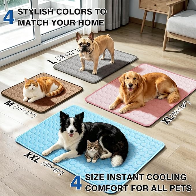 Mannice Pet Cooling Mat, 2X-Large, 27.5 x 39.0 in, Mesh, No Water or Electricity Needed, Safe, Portable, Foldable, Easy to Use, Designed for Large Dogs and Cats, 3 Years Warranty