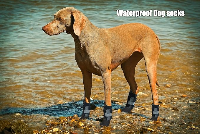 VALFRID Waterproof Grip Dog Shoes,Anti-Slip Dog Socks Boots,Zipper Dogs Booties Paw Protectors for Hardwood Floor,Indoor and Outdoor for Small Medium Large Dogs Black