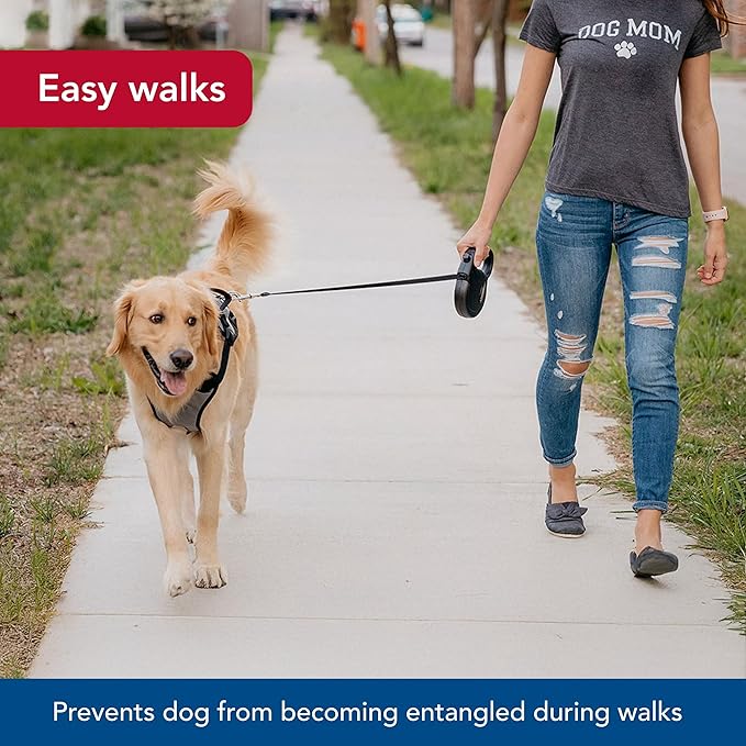 Coastal Pet Power Walker Dog Retractable Leash - Reflective Dog Leash - Stop-and-Release Control Button - Comfort Grip Handle - Blue - Large