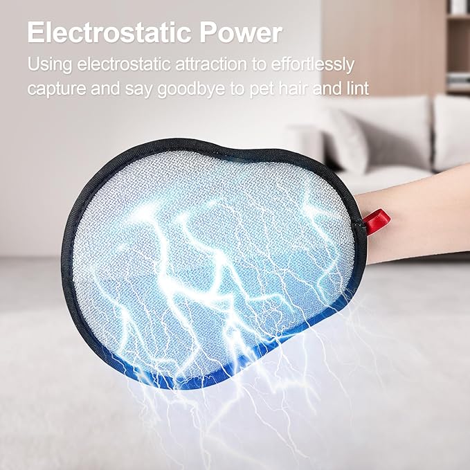 Pet Hair Removal Glove - Red Magic Brush Electrostatic Mitt for Dogs & Cats, Reusable Grooming Gloves - Dog Hair Remover Tool with 5-Finger Design