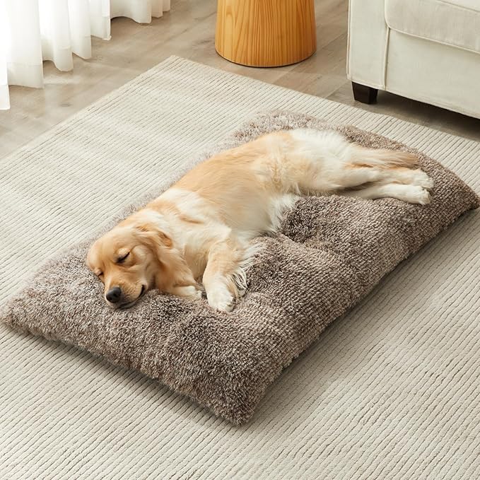 BFPETHOME Dog Bed for Large Dogs, Plush Kennel Pad for Sleeping &Ease Anxiety, Washable Mats with Anti-Slip Bottom - 53 x 36 inch