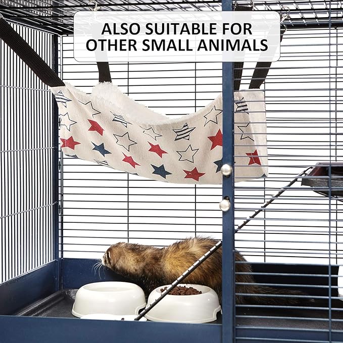 Boao Guinea Pig & Rat Hammock - 4 Pcs Small Animal Hanging Hammock for Chinchilla, Parrot, Sugar Glider & Ferret (Tower, Five Stars, Water Ripples, Cat Head)