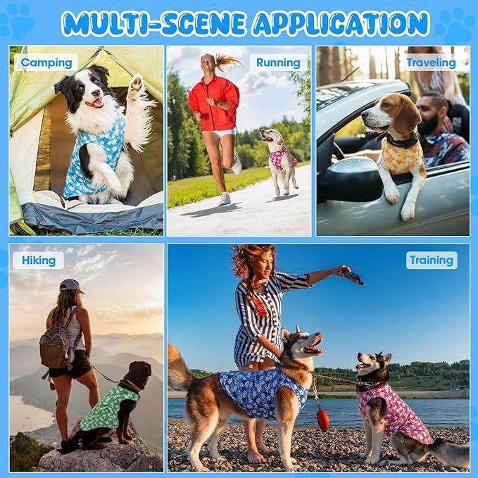 Talltalk 5 Pack Dog Cooling Vest Quick Dry Shirts Mesh Breathable Instant Sun Protection Cooling Dog Vest Lightweight Summer Beach Hawaii Jacket Collar for Outdoor Walking Hunting Hiking Clothes(M)