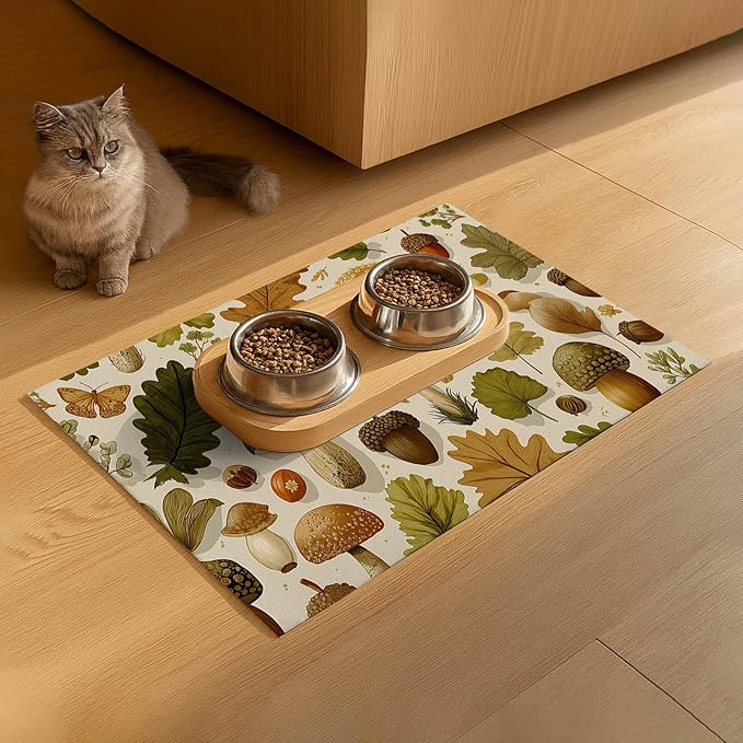 HOMETITUTE 24x16 inch Non Slip Dog Food Mat Pet Bowl Placemat for Food and Water Puppy Feeding Mat Small Dog Bowl Mats Cat Food Mat Easy Clean Feeding Mats for Small Pets