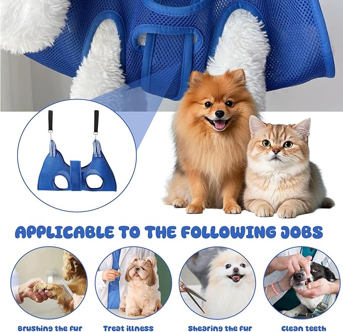 14 Pcs Dog Grooming Hammock Set, Dog Sling for Nail Trimming, Pet Grooming Harness with Pet Trimming Comb