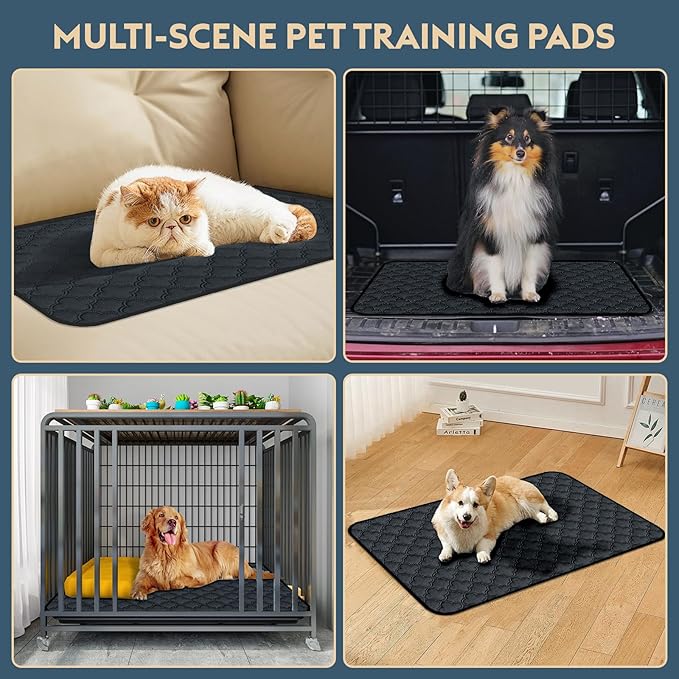 FunFurry Washable Guinea Pig Cage Liner - 4 Pack Reusable Washable Pee Pads,Waterproof Guinea Pig Bedding for Small Animal - Rabbit Bunny Hamster Puppy (Dark Grey, 24" X 47" - 4 Pack)
